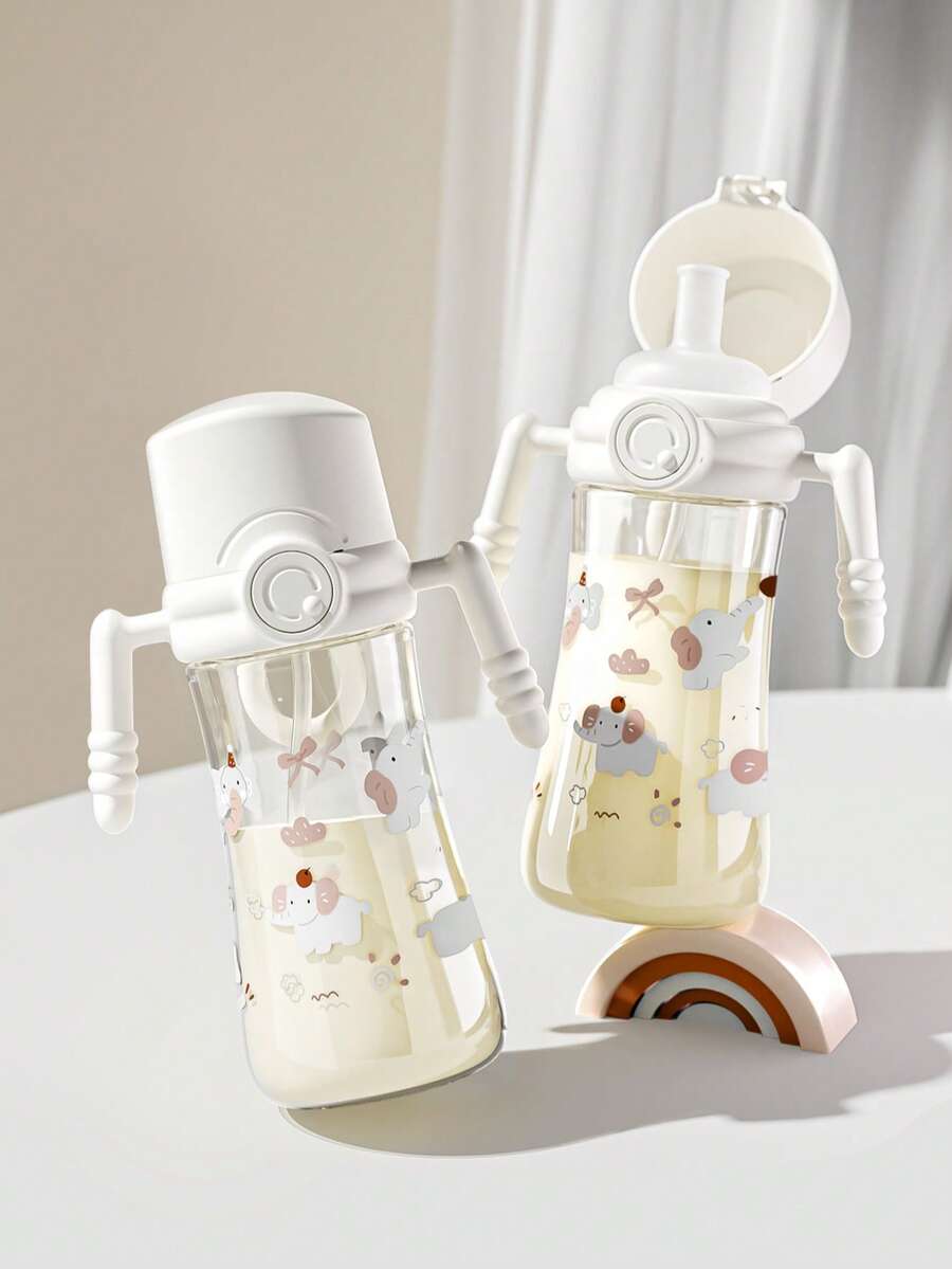 吸管杯，防胀气吸管杯，带手柄，适合婴幼儿，经FDA测试认证-300ML - 白色 - 查看 1