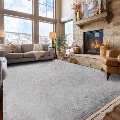 Grauer teppich wohnzimmer, ochfloriger Wohnzimmerteppich, großer Teppich zur deko wohnzimmer, superweicher und flauschiger moderner teppich schlafzimmer, plüschiger Innenteppich für die moderne Wohnraumdekoration, Ein weicher Schlafzimmerteppich ist das perfekte Geschenk zum Muttertag.