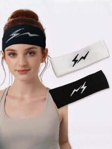 2/1件装黑白男女通用运动头带，吸汗头巾，日常佩戴、洗脸、跑步等场合适用，男女皆宜，秋冬季发带发饰，女士蝴蝶结发饰，适合度假装扮，女士头巾，柔软头巾