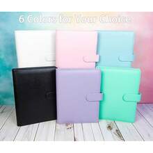 A5 PU Leather Binder Cover With Magnetic Buckle Closure, 6 Ring Personal Notebook For Organizing Planner Refill Pages, Photo Card Sleeves, Multi-Functional Card Collector-826103 - 粉色 - 查看 8