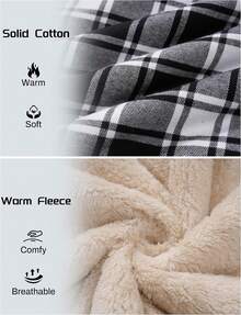 Cotrasen Mens Flannel Cotton Heavy Thick Sherpa Fleece Lined Plaid Shirt Jackets Warm Button Up Winter Coats With Hood