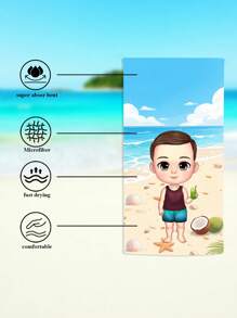 1 pièce Serviette de bain, de plage ou de douche ultra-douce et absorbante avec impression de dessin animé personnalisée. Idéal pour les voyages, les vacances, l'extérieur. Accessoire estival, de vacances, de salle de bain, de plage. Cadeau d'anniversaire, de fête de la plage pour elle/lui