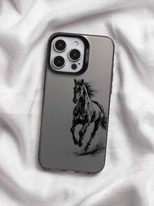 Horse Pattern Print Phone Case Compatible With IPhone & Galaxy - 黑色 - 查看 2
