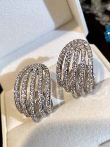 1对时尚立方氧化锆耳钉，女士珠宝礼物，适合派对、订婚、周年纪念、母亲节、情人节等场合 - 1# - 查看 9