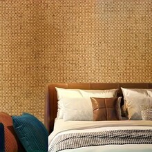 1卷棕色编织地垫墙贴，自粘可移除乙烯基壁纸，适用于厨房台面、店铺装饰、复古浴室、客厅、家居装饰、DIY卧室墙贴，尺寸：17.7 x 393.7/196.8/118.1/39.3英寸 - 棕色 - 查看 9