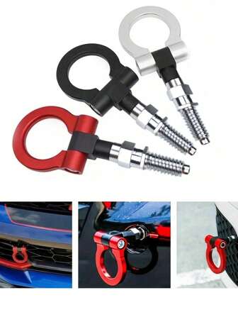 車のフロントバンパー用 1個 トレーラーフック、ヨーロピアン ユニバーサル トレーラーフック、車のリア/フロントトレーラーシミュレーションレーシングリング 牽引フック