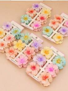 6 Stück Halloween Blumen Muster Party ABS Kunststoff (ABS Harz) 6 Stück Blumen Muster Party ABS Kunststoff (ABS Harz) 6 Stück 4CM bunte kleine Chrysanthemen Haarklammern Blumen Klauen Seitenklauen Halbklauen Hinterkopf Haarklauen Elegante Haarzubehör