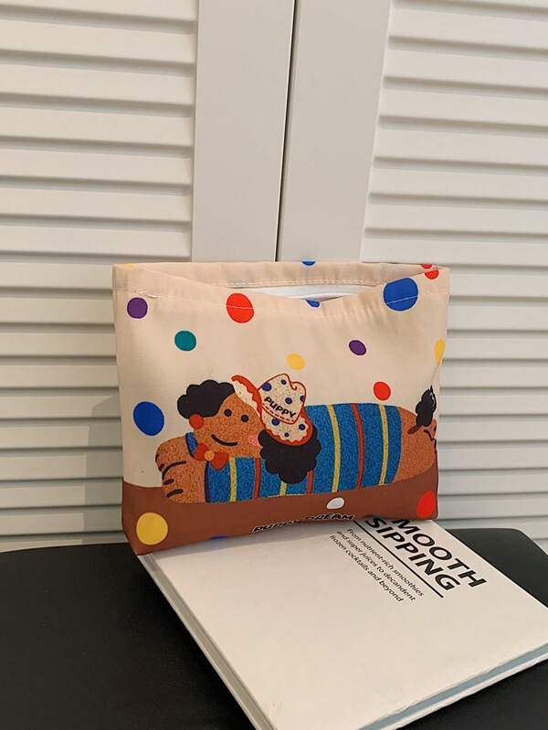 Bolsa de maquillaje con estampado de dibujos animados lindos, bolsa de maquillaje de tela compuesta, bolso de mano estético para mujer, billetera, bolsa de almacenamiento de maquillaje, equipaje para niñas, bolsa de almacenamiento para viajes, bolsa de almacenamiento linda, un artículo imprescindible para estudiantes que regresan a la escuela y suministros escolares, bolsa de viaje esencial para vacaciones escolares, regreso a la escuela, bolsa de viaje para mujeres