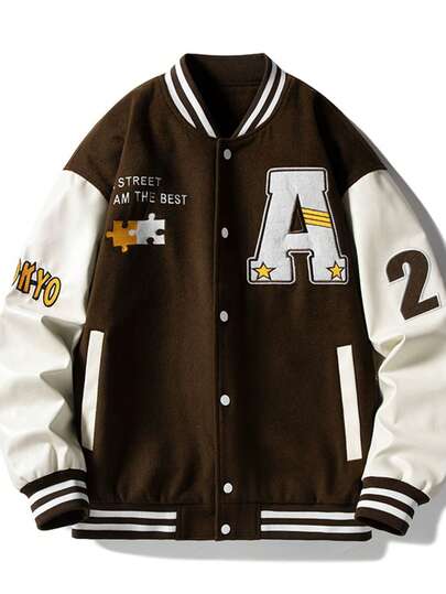 スタジアムジャンパー メンズ アウター スタジャン メルトン ジャケット ロゴ 刺繍 ワッペン ブルゾン スポーツウェア カジュアル ユニセックス アメカジ ファッション 20代 30代 40代 薄手 秋服 配色 切り替え おしゃれ