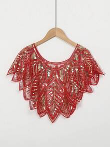 1pc Vintage Short Top, Lightweight Yet Heavily Beaded Lace Women Crop Top, Party/Event Mini Shrug For Dress - Multicolor - View 31