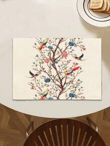 1pc Spring Bird & Floral Print Table Runner, Suitable For Holidays, Parties, Birthdays, Dinner, Kitchen & Dining Room Table Decor, Applicable For All Seasons, Home Textile Decoration - Multicolor - View 10