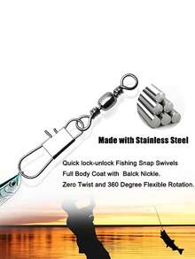 20/50/100 Durable Fishing Hook Connectors, Equipped With A Barrel-Shaped Rotating Device, Suitable For Freshwater And Saltwater Fishing
