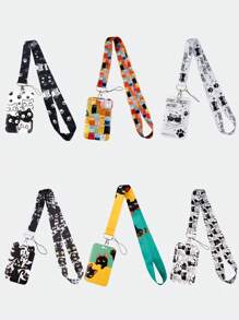 1 件可爱卡通猫戴太阳镜手机挂绳长丝带证书挂绳颈钥匙卡夹挂绳汽车配件包饰学院哥特 Y2k 包配件挂绳带身份证夹汽车配件包饰 - 彩色 - 查看 10