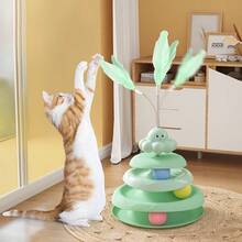 1 szt. Kolorowa, losowa zabawka dla kota, długi bęben z trzema grzechoczącymi kulkami, zabawna piłka dla kota, układanka do mielenia łapek, oryginalna karuzela dla kotów z ośmiornicą, zabawka do drażnienia, sprężynowy patyk z piórkami, zabawka dla kotów, która zapewni im rozrywkę i relaks, zabawka dla kota