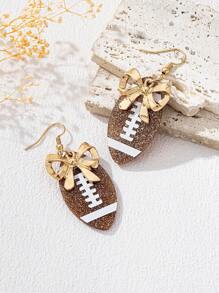 1 Pair Fashion Bow & Rugby Ball Pendant Earrings