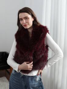Chaleco/Chaqueta de mujer de moda de invierno con falso pelo de angora rojo