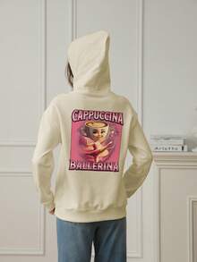 1pc Girls' Casual Printed Pullover Hoodie Sweatshirt, Warm Thermal Lined, Long Sleeve, Autumn/Winter Student Youth Clothing - Fun And Colorful Hoodie To Inspire Every Child's Imagination