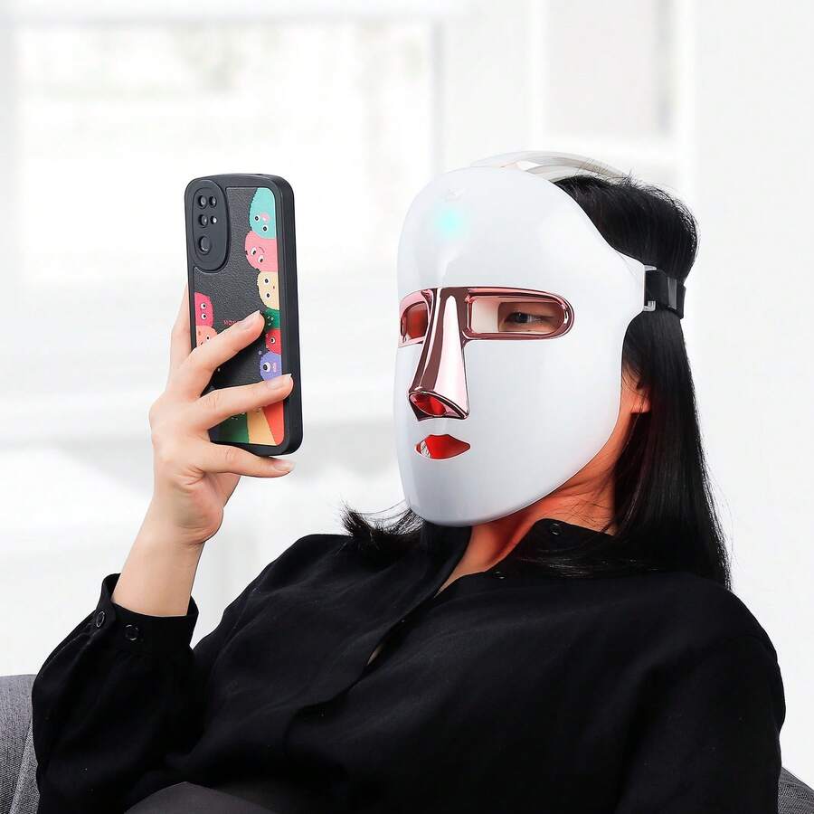 Foreverlily Rechargeable LED Face Mask With 270 Beads - 7 Color Modes, USB Powered, Perfect Mother's Day Gift & Valentine's Day Gift For Mom - White - View 1