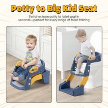 SUN YEE Potty Trainer Toilet Seat Chair Kids Toddler W/ Ladder Blue - Màu xanh lam - Xem 2