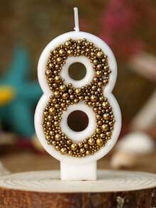 1 pieza Vela con número de cumpleaños, cuentas doradas, vela decorativa para pastel de cumpleaños, vela decorativa con brillo para celebración de aniversario - Multicolor - Ver 17