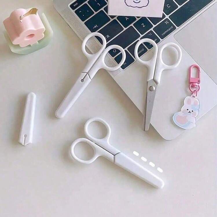 1 件便携式剪刀、迷你剪刀、剪纸剪刀、适用于办公室和学校返校、返校、学校用品 - 多色 - 查看 4