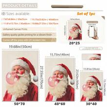1pc, Canvas Wall Art, Christmas Framed Wall Decor, Fashionable Pink Santa Claus Blowing Giant Pink Bubblegum, Playful Girlish Home Accent, Festive Seasonal Decoration, Adds Joy To The Holidays, Christmas Decor, Christmas Poster, Winter Decor, Christmas Bathroom Accent, Christmas Home Decor, Room Accent, Dormitory Decor, Bedroom Accent, Living Room Decor, Office Decor, Dining Room Accent