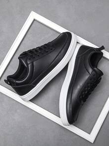 Men's Fashion Casual Sneakers, Breathable Low-Top Sporty Casual Shoes - Black - View 4