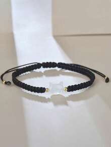 1 件可爱黑白猫编织手链，适合女士，Ins 简约手工编织绳，情侣礼物，闺蜜礼物