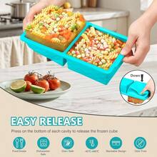Silicone Freezer Tray With Lid - 2 Cup Soup Freezer Container Molds - Extra Large Ice Cube Tray - Silicone Freezer Food Molds For Freezing Storing Soup, Sauce, Broth, Leftovers(2 Pack - 水藍色 - 查看 3