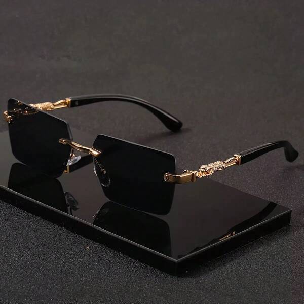 1 Pair Men's 2025 Classic Fashion Frameless Luxury Glasses, Casual Retro Style Suitable For Photoshoot, Driving, Travel, Beach, Daily Life