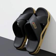 Fashionable Outdoor Sandals For Men, Open Toe, Cross Strap Slippers, Non-Slip Bathroom Shower Slippers, Beach Shoes For Swimming And Walking - 金色 - 查看 9