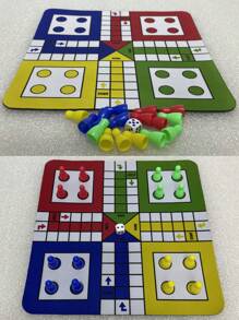 1 Set Ludo Travel Game Set New 9.5" Folding Rubber Board With 16 Chess Pieces 1 Dice For Classic Portable Strategy Play Family Ludo Learning Game