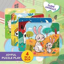 beartale 4Pcs/Box Kids Jigsaw Puzzles, Durable Paper, Cartoon Animal Pattern Puzzle Set, DIY Educational Early Learning Toy For Toddlers, Fun Preschool Activity Game, Shape Puzzle Learning, Shape Puzzle Toys, Classroom Supplies,Puzzle Books Children, Puzzle Shape, School Stationery, Back To School Gift, Kids Birthday Gift