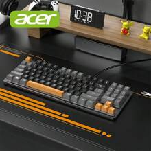 Acer OKW216 Mechanical Feel Keyboard, 89-Key Portable Layout, Anti-Ghosting, Full-Key Anti-Ghosting, Floating Keycaps, Easy To Clean, Plug-And-Play USB Interface, Black, Gray And Orange - Black Gray Orange - View 1