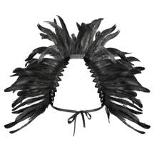 女士人造羽毛披肩，适合女巫、万圣节、狂欢节等场合，可作羽毛斗篷、服装配饰 - 彩色 - 查看 4