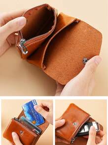 1 件迷你复古素食零钱包拉链信用卡夹正品卡夹正品卡夹便携式卡夹女士钱包钱夹迷你钱包钱包秋季男士钱包皮革小钱包 - 彩色 - 查看 11