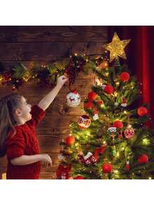 1pc Christmas Tree Toppers Xmas Glitter Gold Hollow Star Treetop Topper For Christmas Tree Decoration,Star Treetop