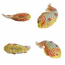 Bolso de mano mini con forma de pez para mujer, con diamantes de imitación, para bodas, fiestas y banquetes - amarillo multicolor - Ver 5