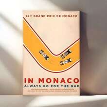 1pc Vintage Monaco Poster, Classic Art Deco Style Racing Canvas Print, Ink Wall Art For Living Room, Bedroom, Home Office - Indoor Portrait Orientation Optional Frame