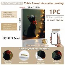 1pc Canvas Wall Art, Framed Wall Decor, Vintage Christmas Theme, Christmas Tree Kitten, Holiday Home Decor, Christmas Cat Lover Gift, Cat Wall Decor, Christmas Animal Decor, Christmas Decoration, Christmas Poster, Winter Decor, Christmas Bathroom Decor, Christmas Home Decor, Room Decor, Dorm Decor, Bedroom Decor, Living Room Decor, Office Decor, Dining Room Decor - Multicolor - View 17