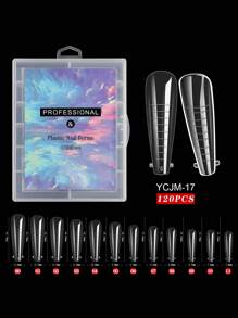 120片装假指甲尖头快速延长贴片，可重复使用，凝胶指甲模具带刻度，UV凝胶指甲油模具，雕塑全覆盖式按压式指甲，适用于女性和女孩的美甲用品工具 BL05，美甲用品，美甲工具，美甲艺术工具，返校季，指甲，按压式指甲工具