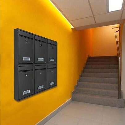 Trintion Letter Box 32 X 21.5 X 8.5cm Post Box Wall Mounted Steel Mail Box Parcel Delivery Box Lockable Letter Weatherproof Post Box With 2 Keys Stylish Letterbox For Keep Your Mail (Black)