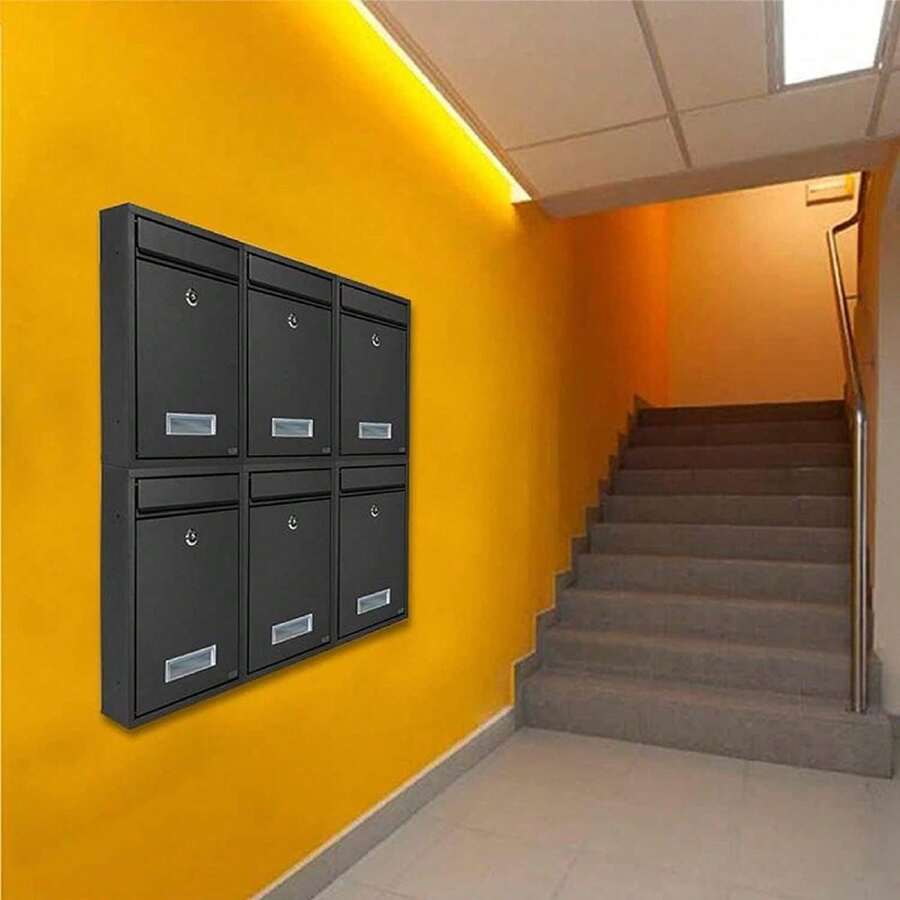 Trintion Letter Box 32 X 21.5 X 8.5cm Post Box Wall Mounted Steel Mail Box Parcel Delivery Box Lockable Letter Weatherproof Post Box With 2 Keys Stylish Letterbox For Keep Your Mail (Black) - 黑色 - 查看 1