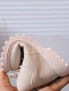 男女通用婴儿时尚靴子，休闲百搭橡胶软底系带侧拉链户外低帮踝靴 - 米色 - 查看 9