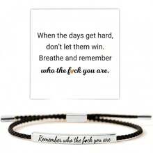 Women String Bracelets - Remember, Black and Silver - View 9