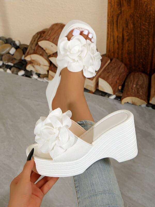 Girl's Platform Wedge Sandals, Floral Wedge Bohemian Style Platform Sandals, Elegant, Party, Minimalist, Solid Color, Summer, Square Toe: Girl's Platform Sandals, Waterproof Platform Sandals