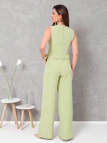 Women's Vest And Tailored Trousers Set - 綠色 - 查看 6