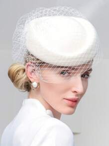 HIMESPORT White Black Wool Felt British Top Fascinator Hats For Women Ladies Elegant Wedding Church Tea Party Cocktail Fedoras Beret Hat With Veil 2025 Winter Cap Female Derby Hatstop Hat