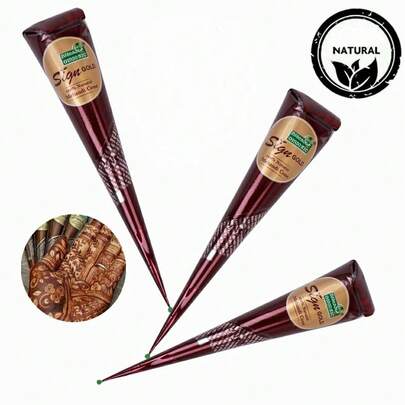4 Pcs Natural And Organic Redbrown Henna Cream, Brown, RedBrown Henna  Tattoo Cream, Temporary Tattoo, Henna Tattoo Cream Semi-Permanent Henna Hanna Temporary Waterproof Tattoo Cream Stencil Colouring For Temporary Tattoo Body Painting