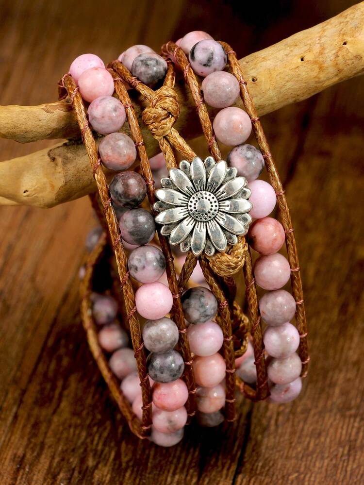 Vòng tay quấn 3 lớp đá mã não tự nhiên phong cách Bohemian, vòng tay yoga nhiều lớp cổ điển - nhiều màu - Xem 14